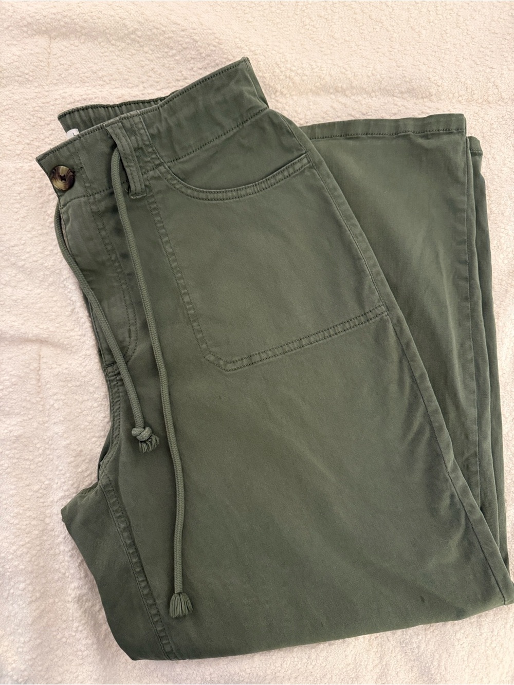 Women’s Olive Green Drawstring Wide Leg Pants